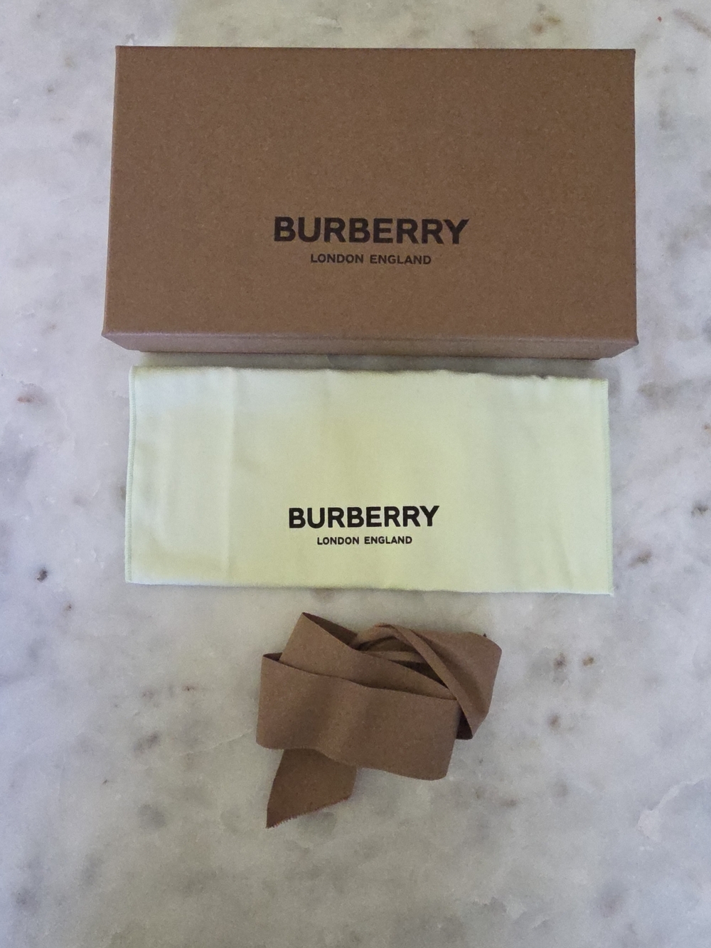 Burberry Box, Dust Bag and Ribbon Set - 9"W X 5.25"H